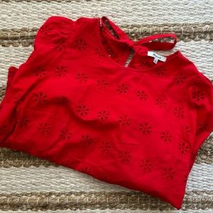 Madewell Eyelet Top - Red - Size M